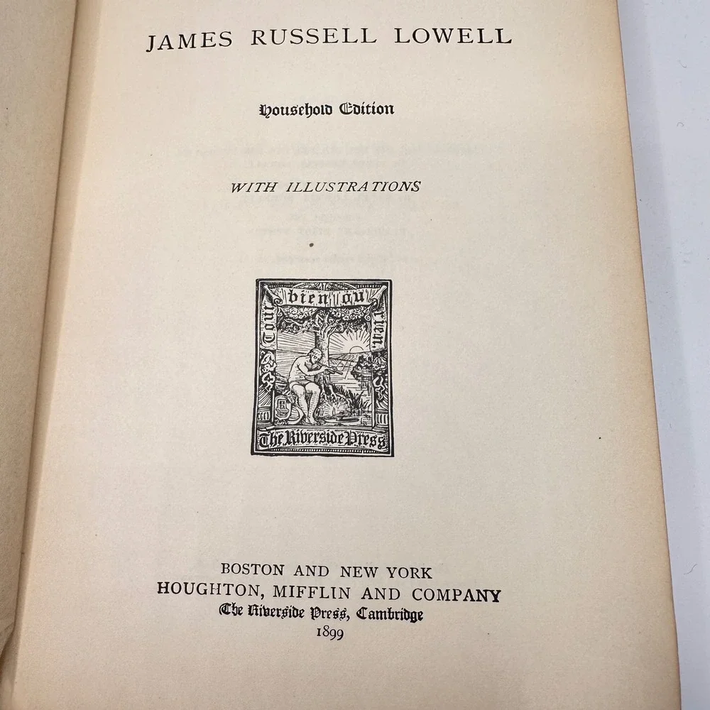 James Russell Lowell Complete Poems 1899 Household Edition Antique Gilt Green‎
